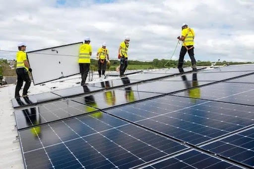 solar panels being installed on the roof at Bridec