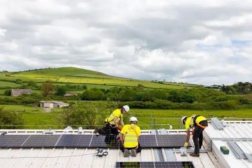 solar panels being installed on the roof at Bridec